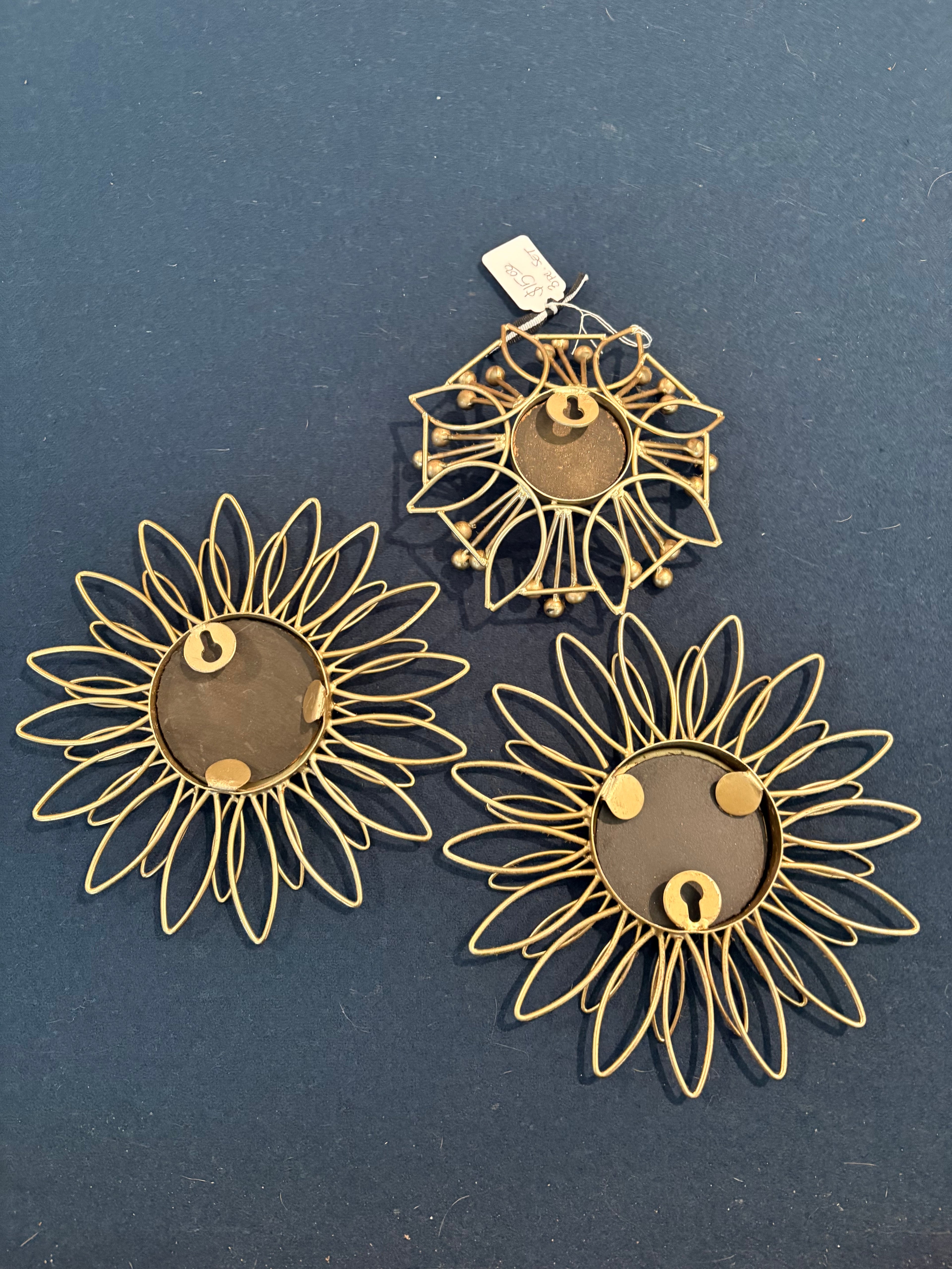 3-Piece Mirror Metal Starburst Wall Hanging