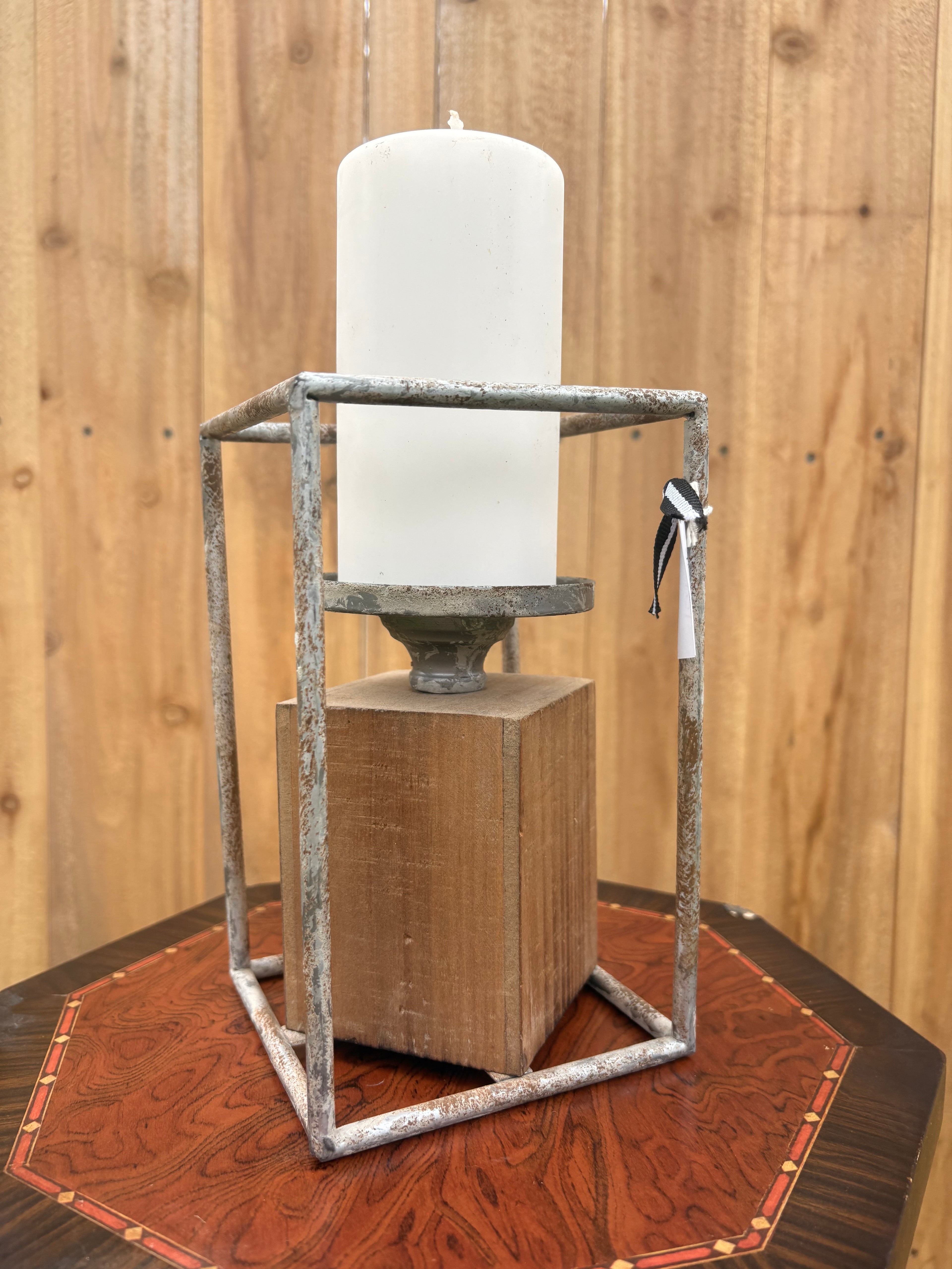 Wood & Metal Candle Holder