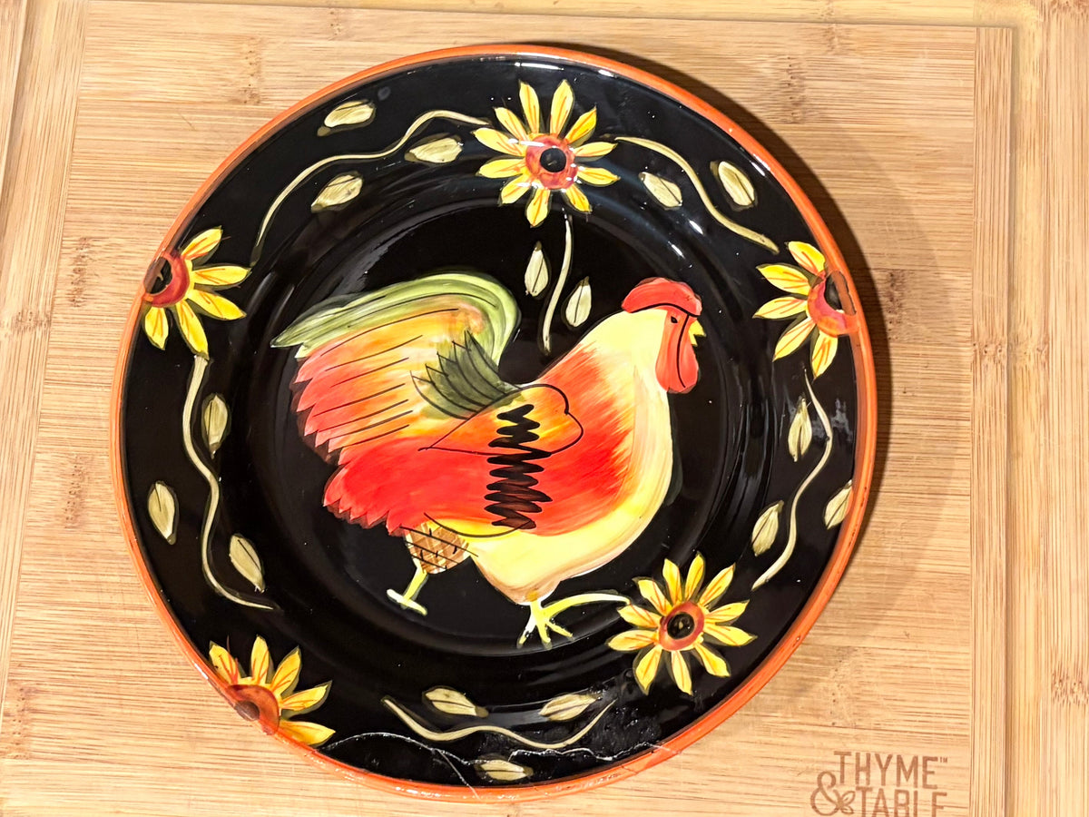 Vintage Rooster and Hen Plate Set