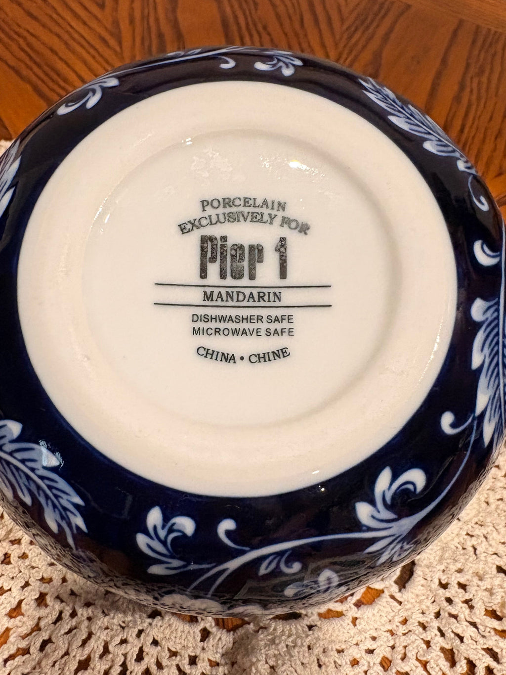 Pier 1 Mandarin Tea Set — Dark Blue & White Floral