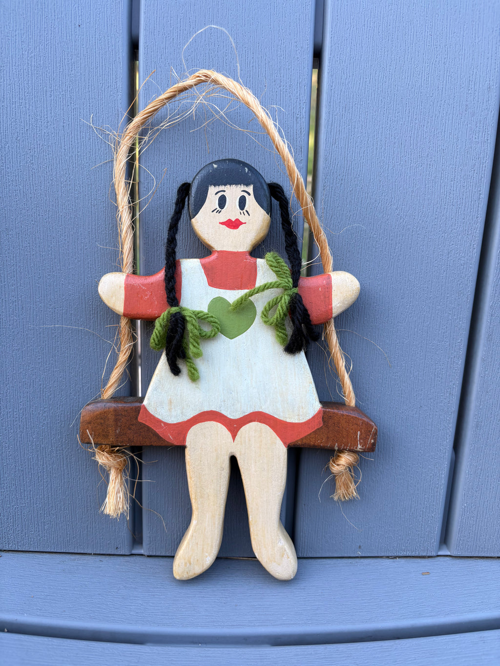 Vintage Wooden Girl on Swing