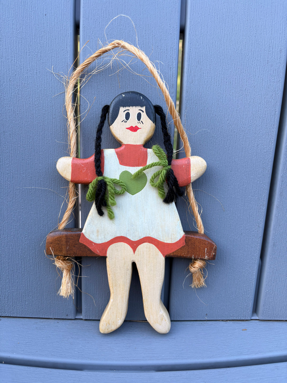 Vintage Wooden Girl on Swing