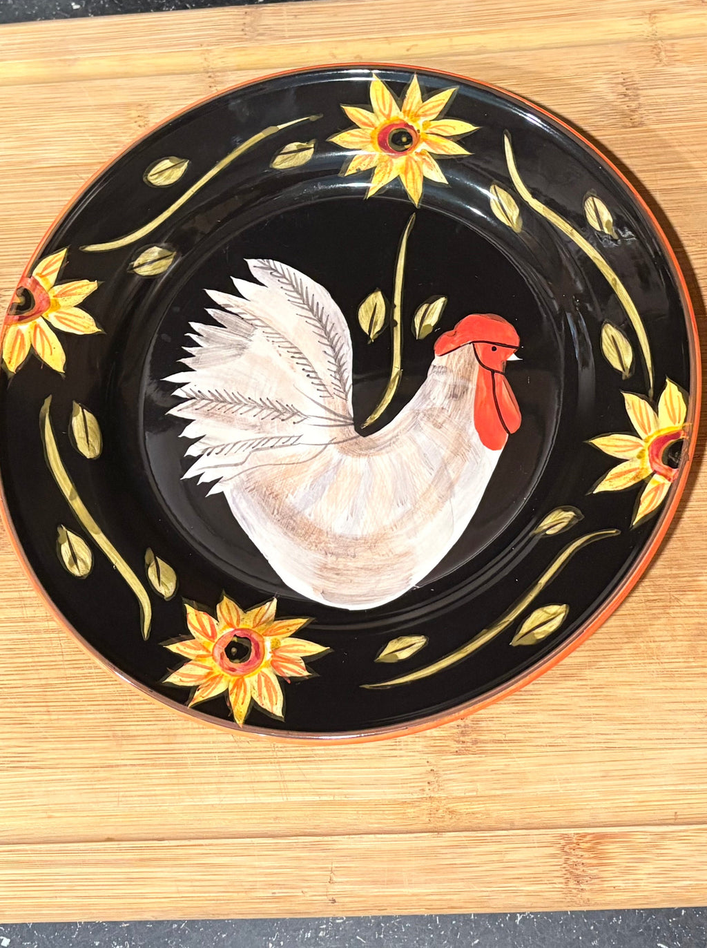 Vintage Rooster and Hen Plate Set