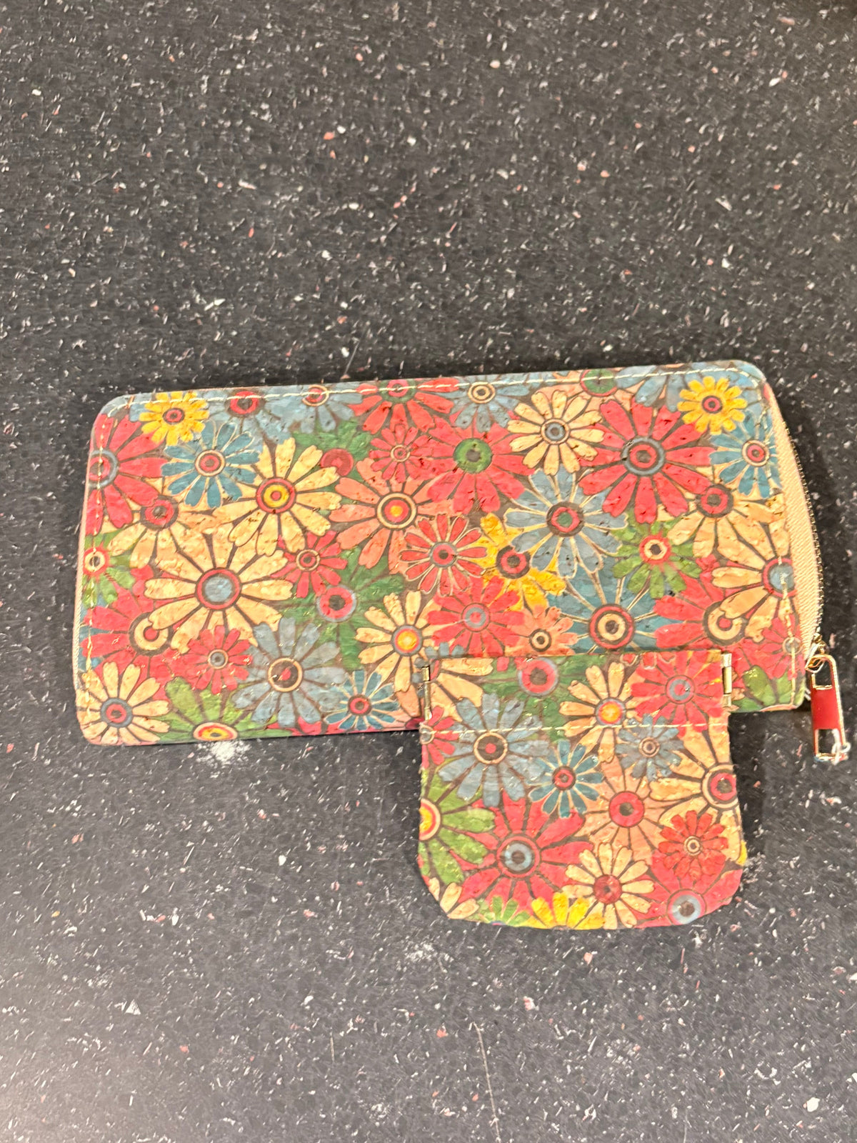 Floral Cork Wallet and Coin Purse