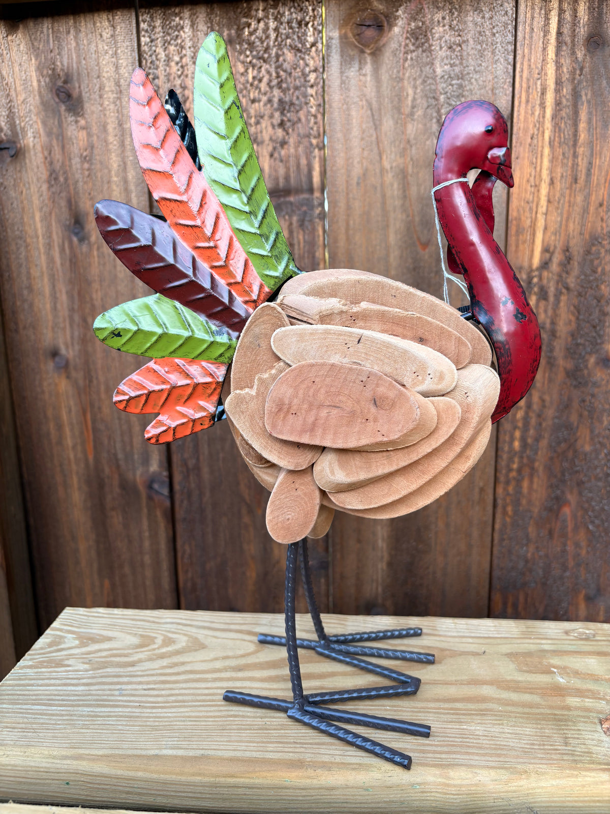 Metal and Driftwood Turkey Centerpiece