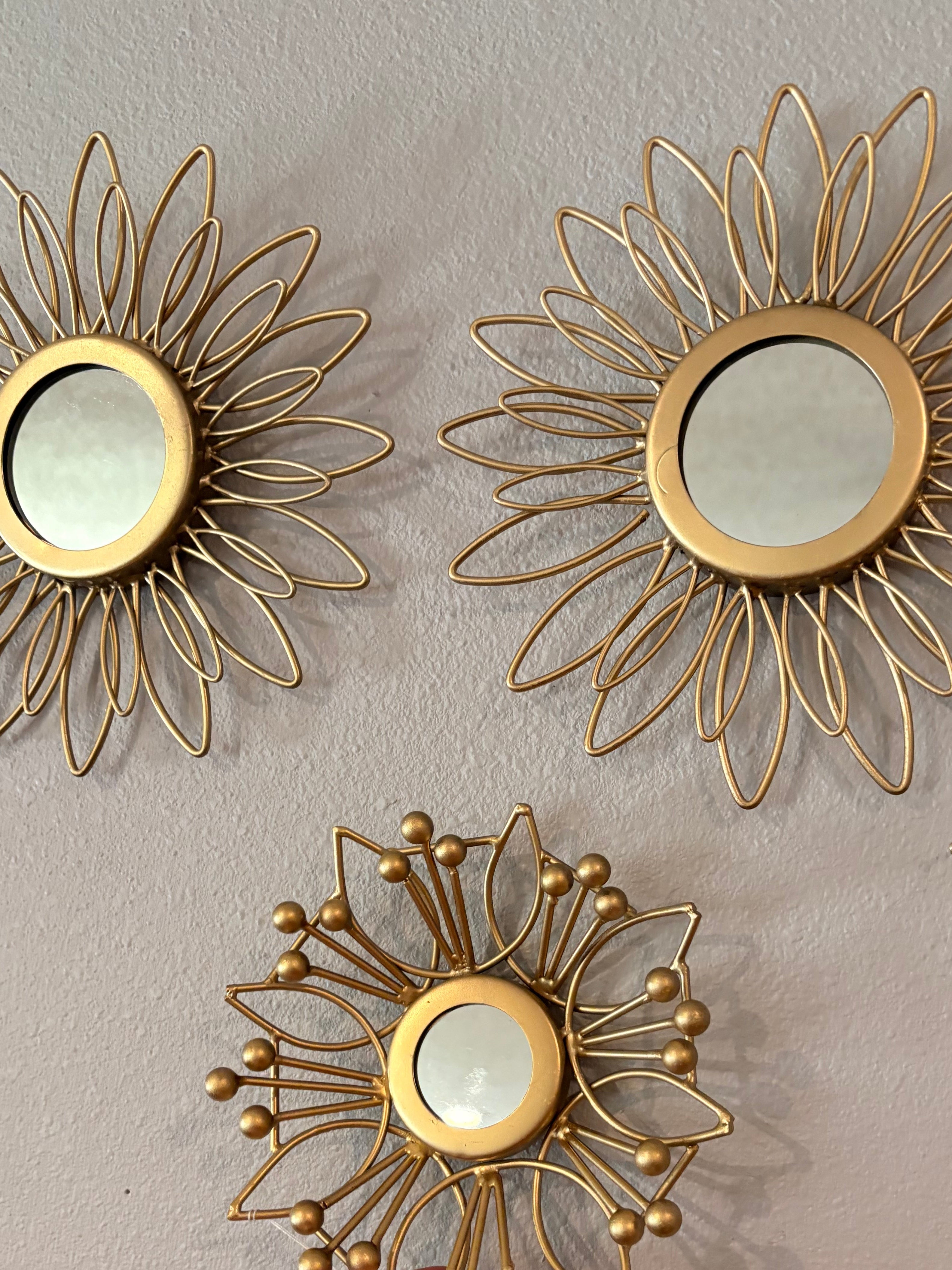 3-Piece Mirror Metal Starburst Wall Hanging