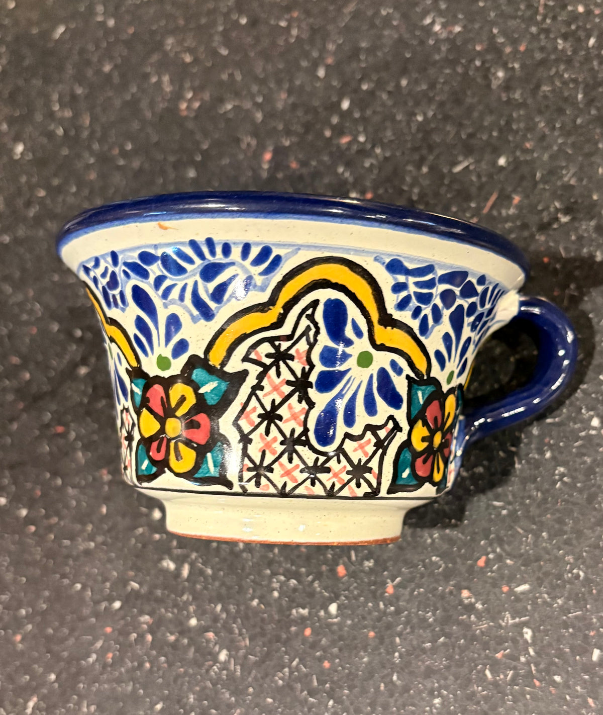 Hand Painted Mexican Talavera Cup and Snack Saucer