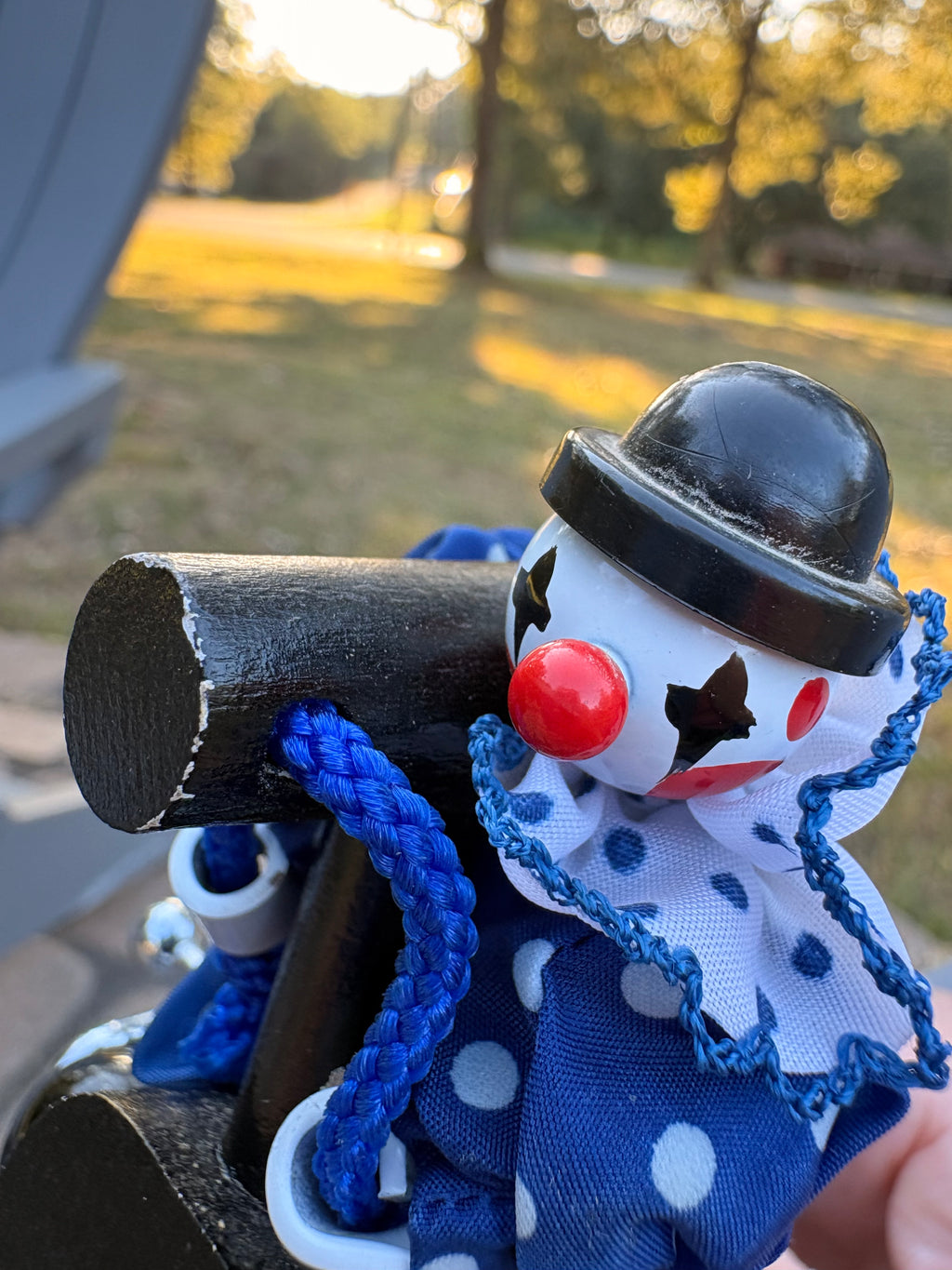 Vintage Kinetic Balance Clown Riding a Horse