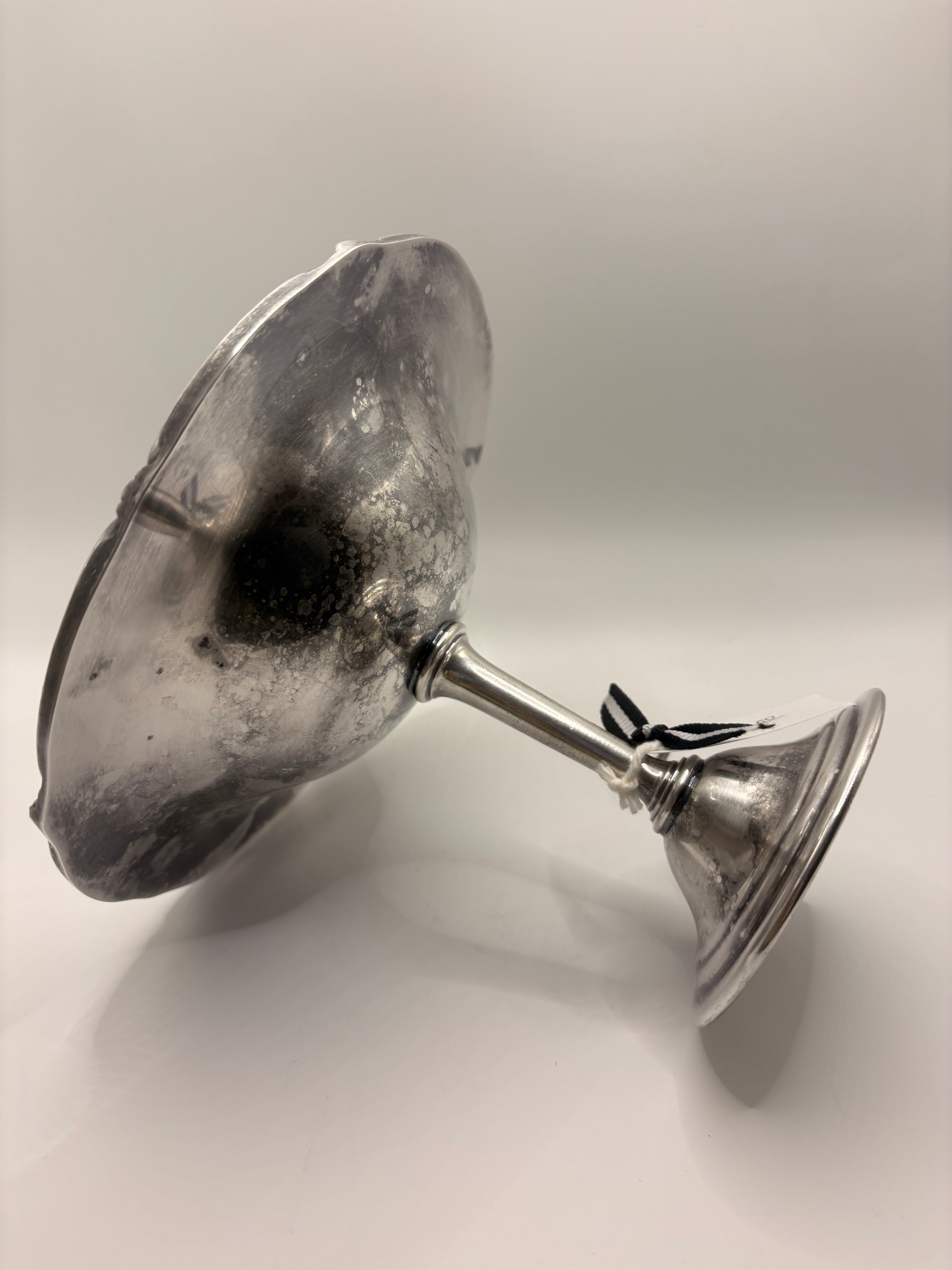 Silver Plated Pedestal Bowl — Vintage Cottage Centerpiece