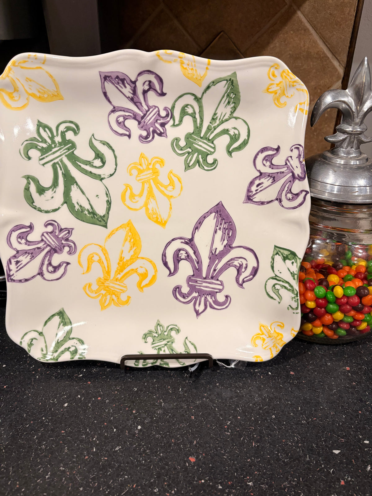 Watercolor Fleur de Lis Platter by The Royal Standard