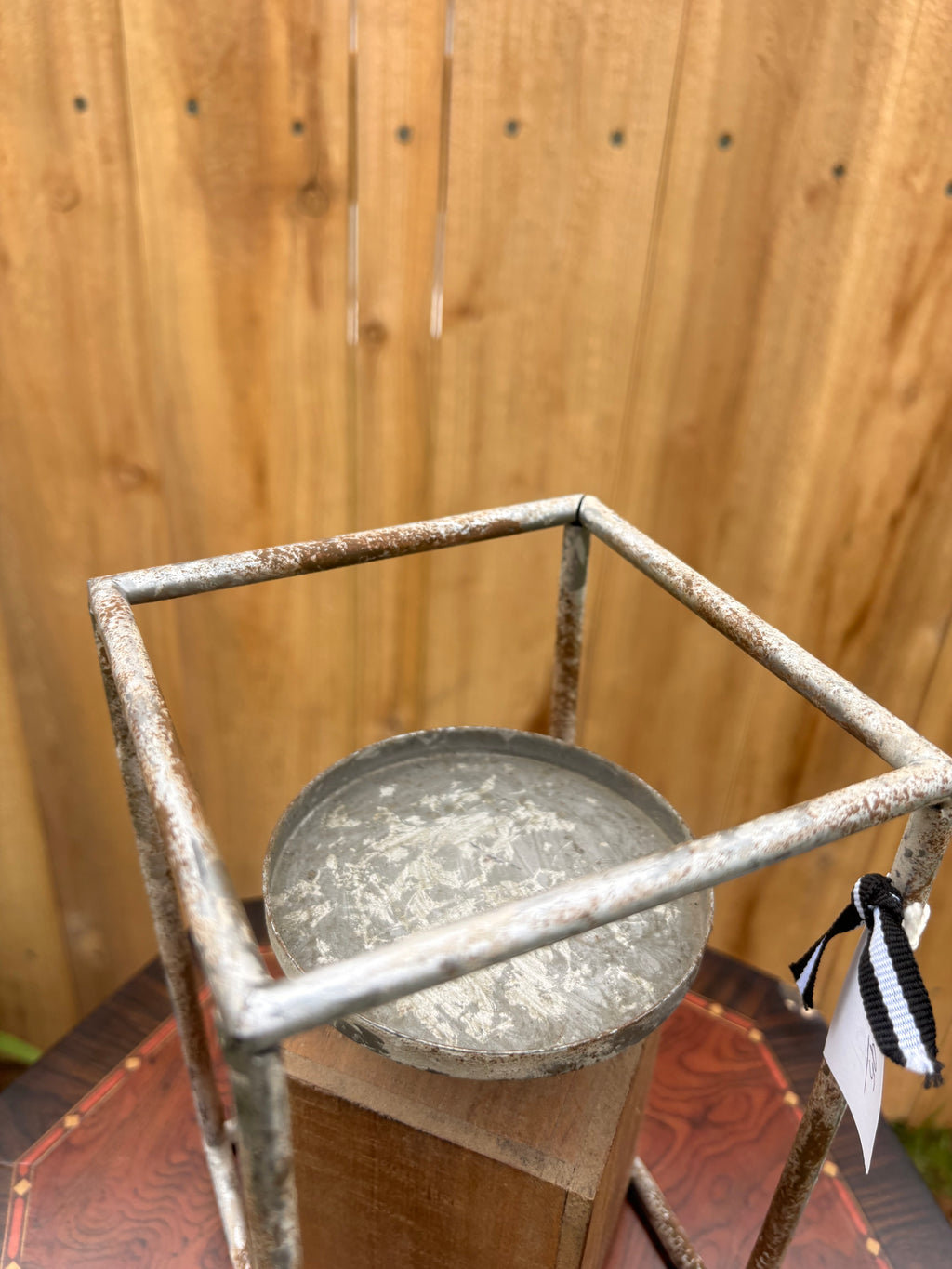 Wood & Metal Candle Holder