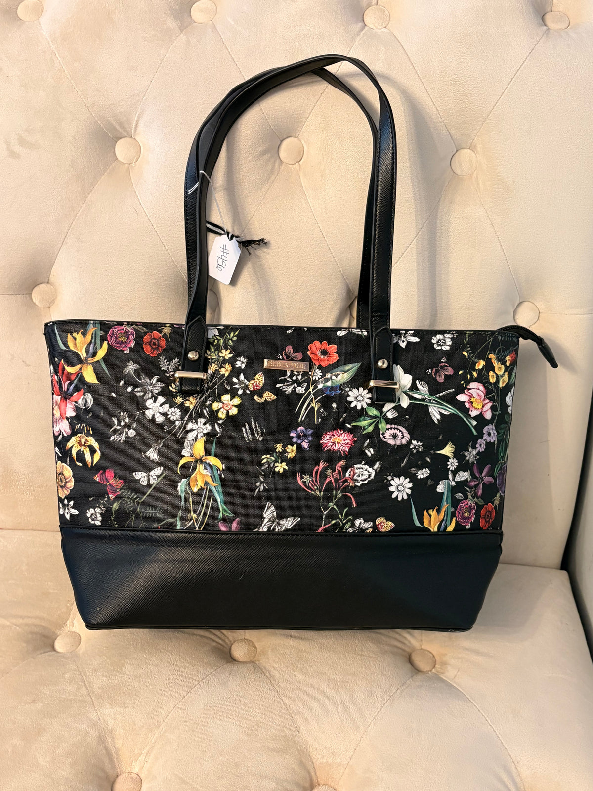 Elim and Paul Black & Floral Print Purse