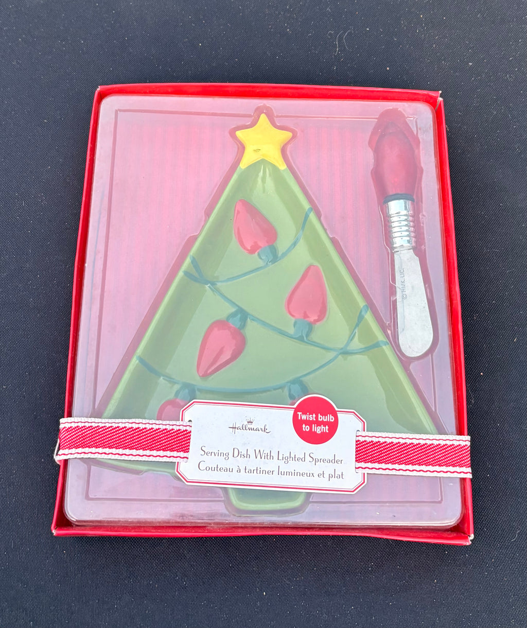 Hallmark Tree Serving Dish with Lighted Bulb Spreader
