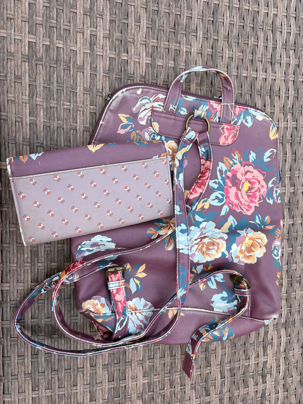 Matilda Jane Plum and Floral Backpack and Wallet Set