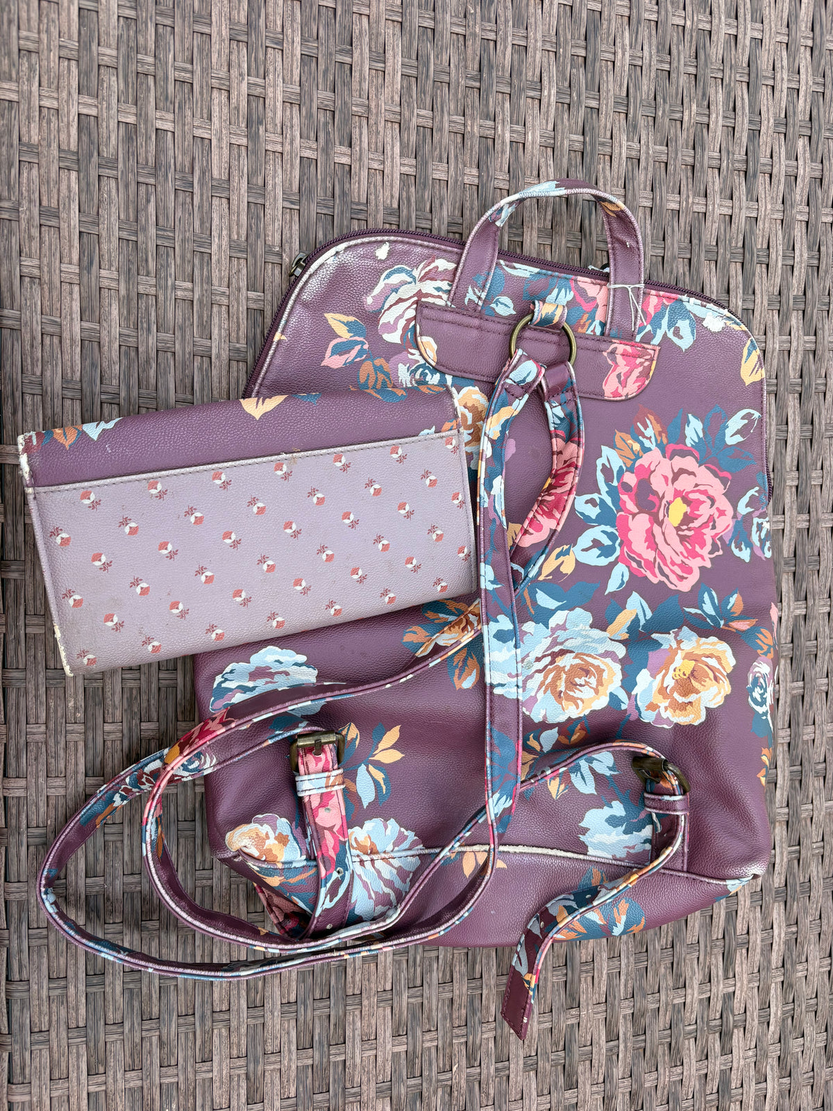 Matilda Jane Plum and Floral Backpack and Wallet Set