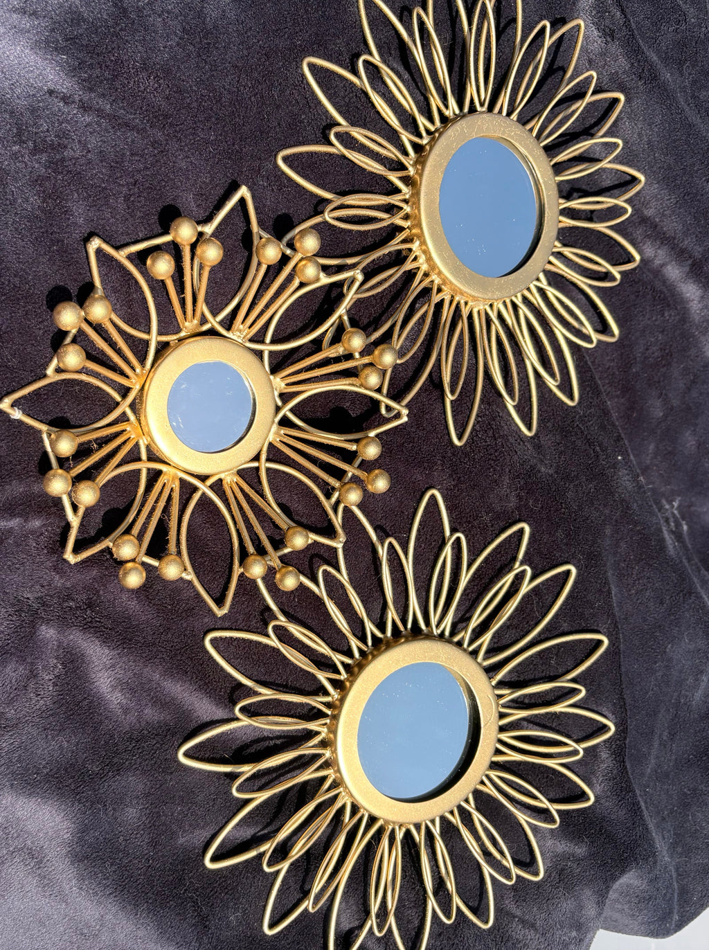 3-Piece Mirror Metal Starburst Wall Hanging