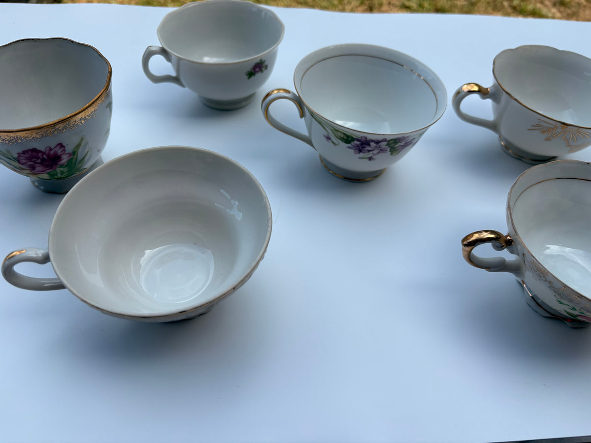 Assorted Vintage China Teacups, Set of 6