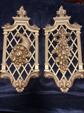 Vintage 1970s Gold Hollywood Regency Lattice Wall Plaques