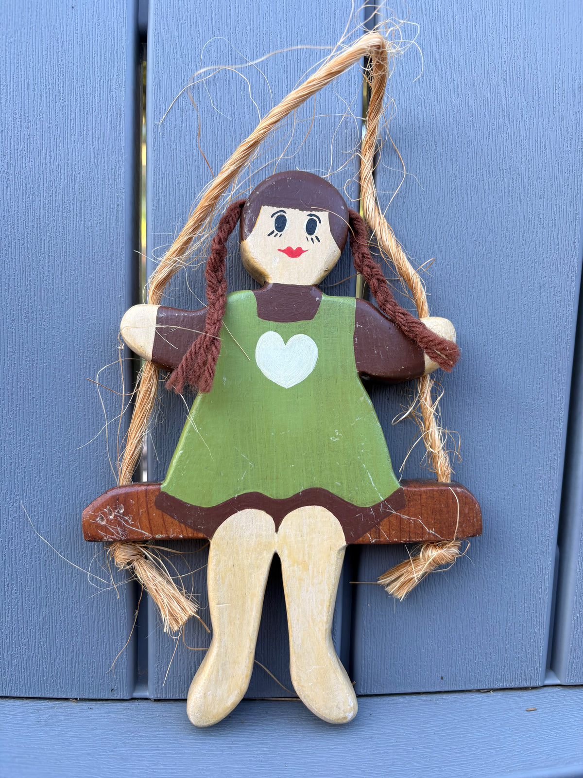 Vintage 1987 Wooden Girl on Swing