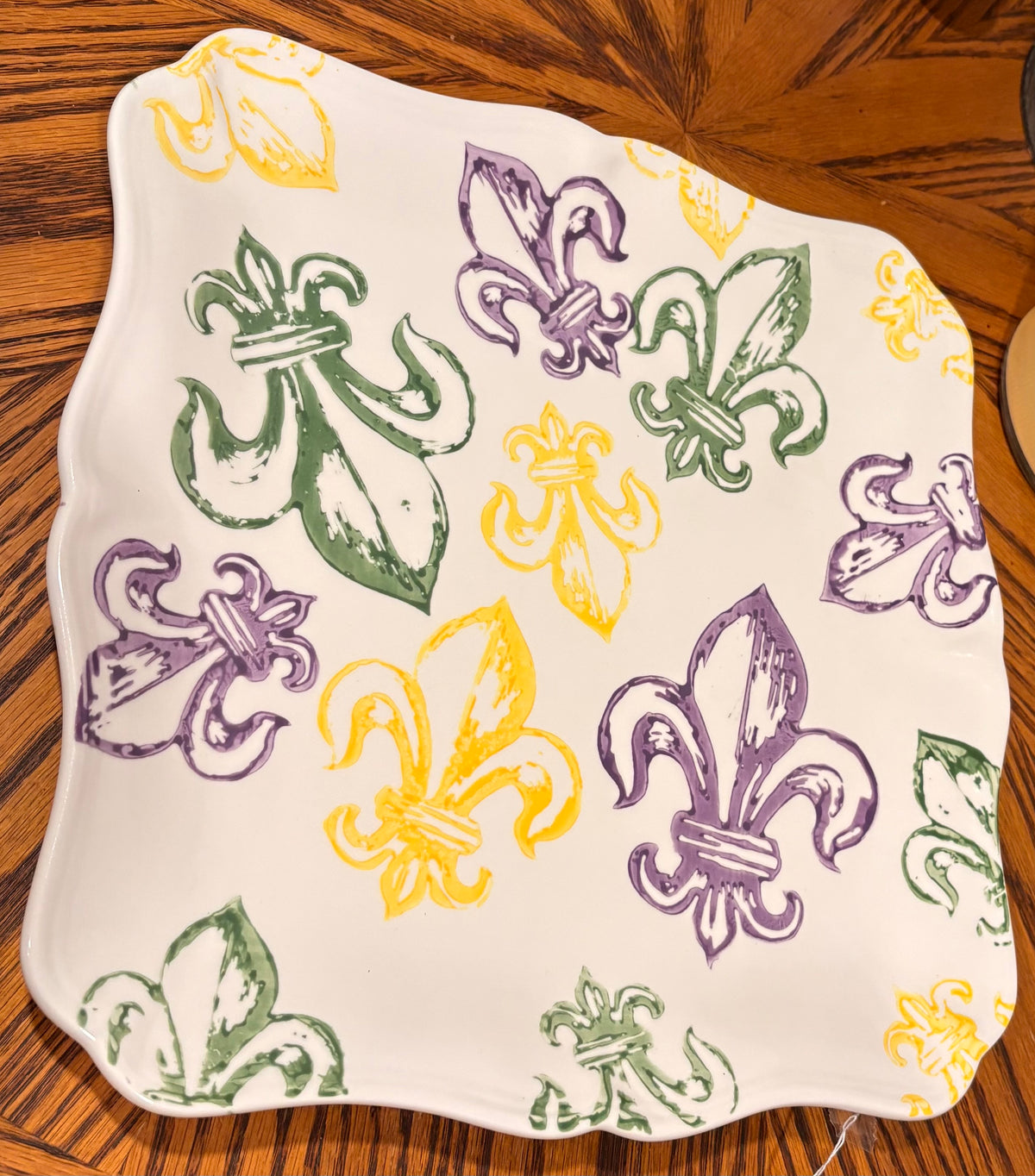 Watercolor Fleur de Lis Platter by The Royal Standard