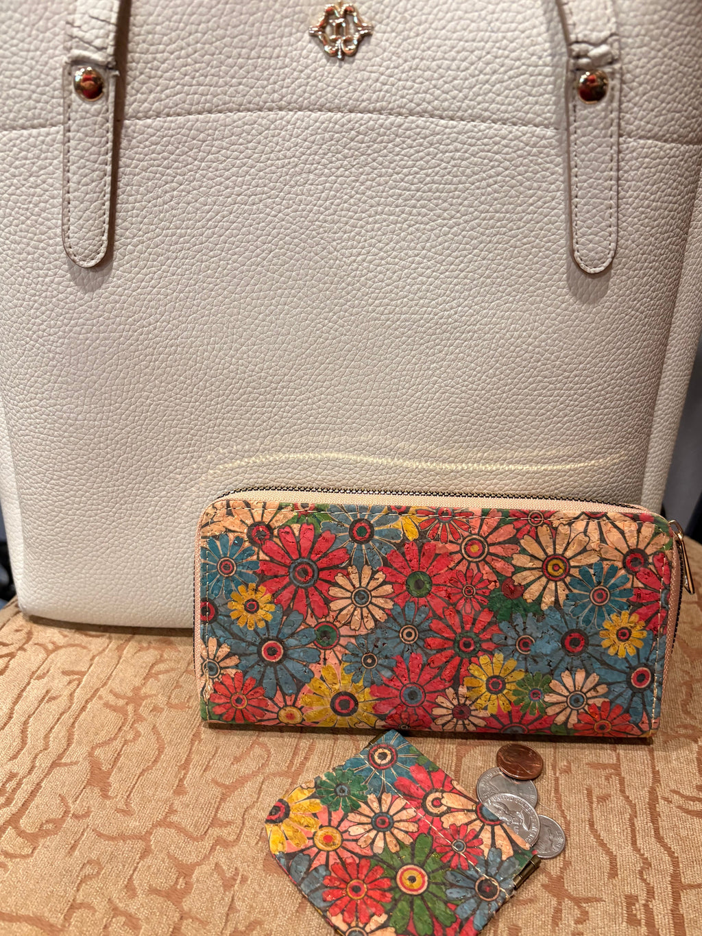 Floral Cork Wallet and Coin Purse