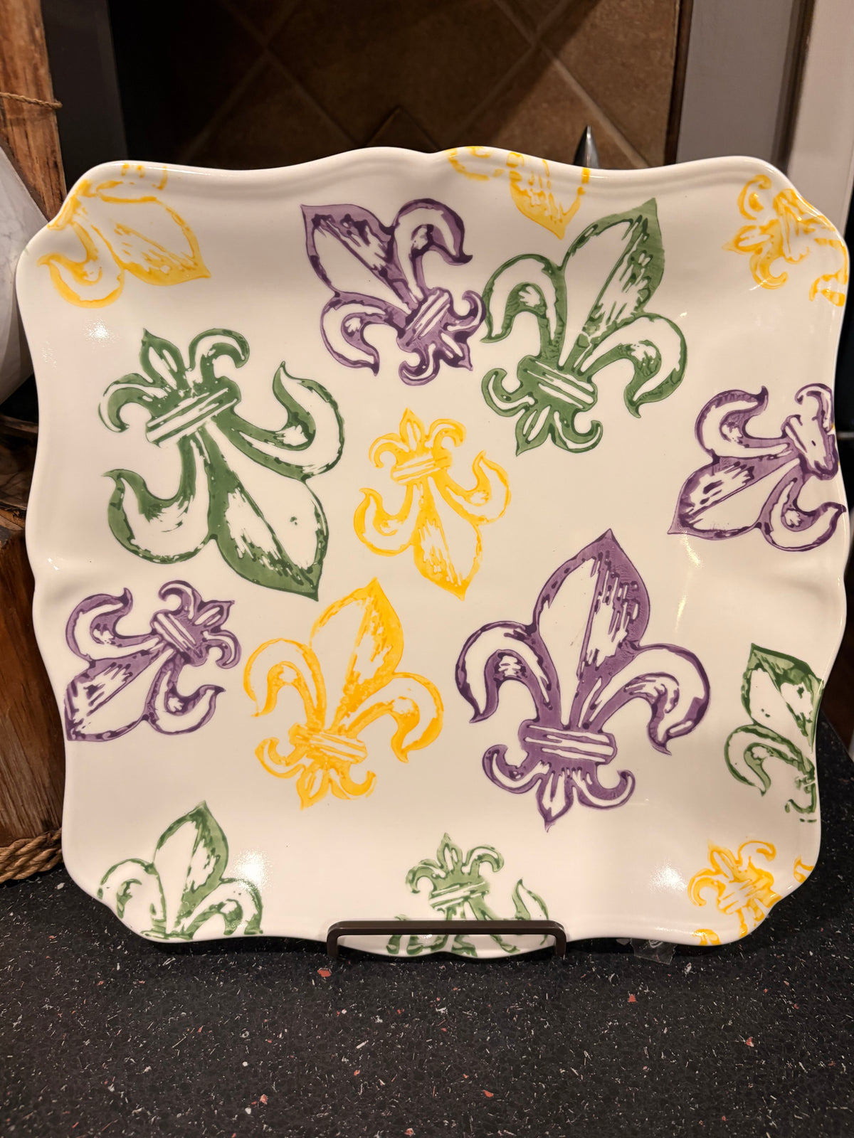 Watercolor Fleur de Lis Platter by The Royal Standard