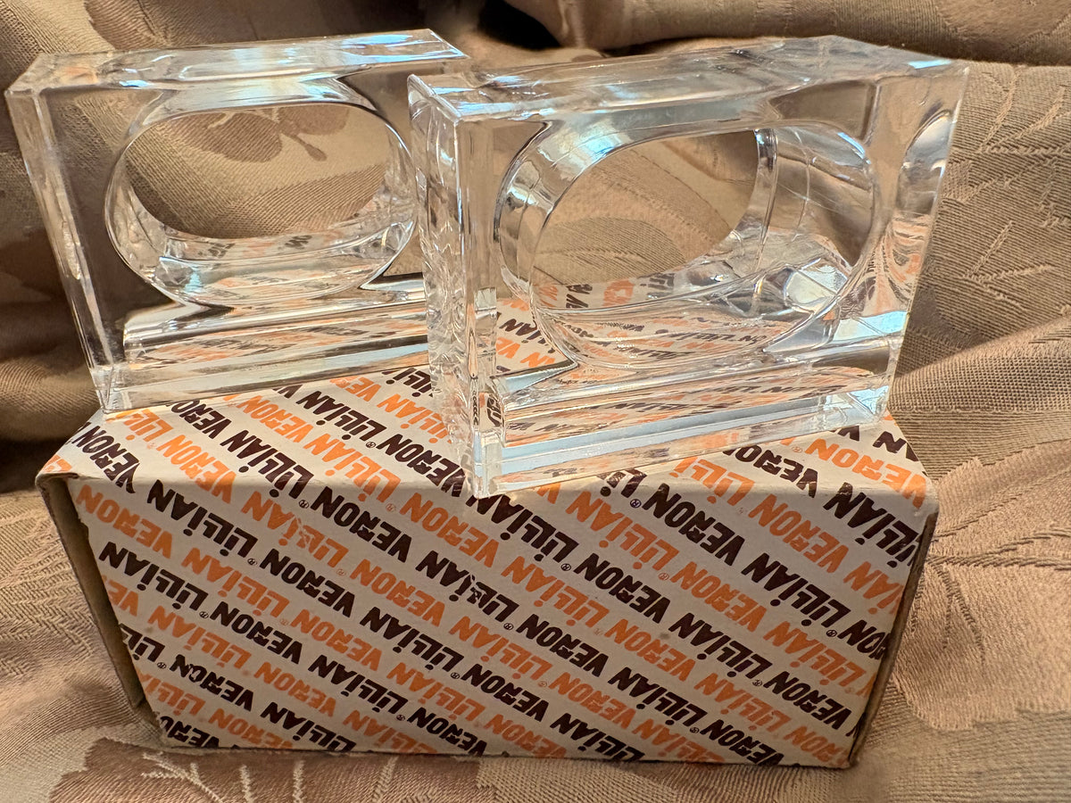 Lillian Vernon Clear Lucite Napkin Rings