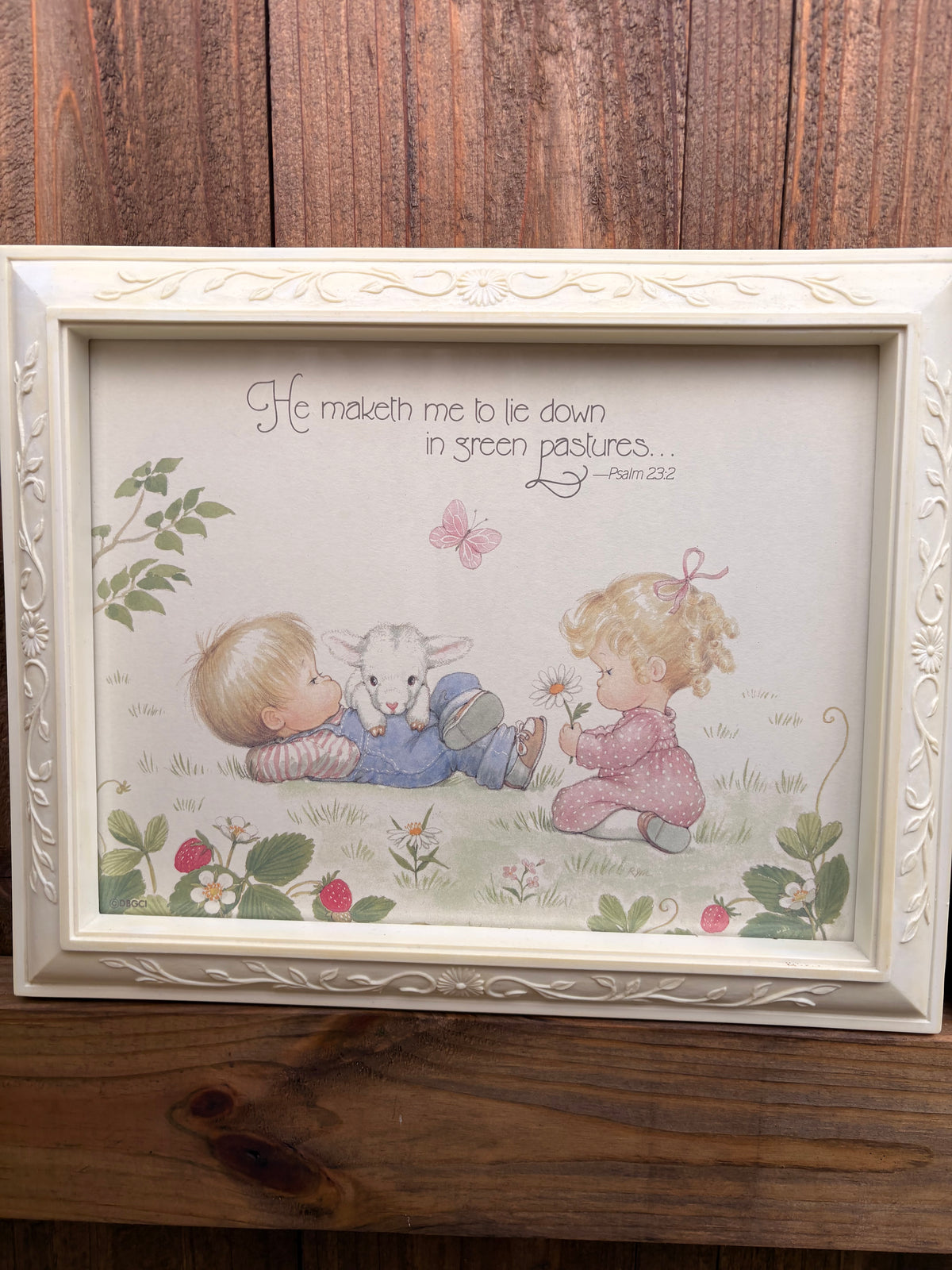 Set of 2 Homco Framed Children & Bible Verse Prints — 1980s