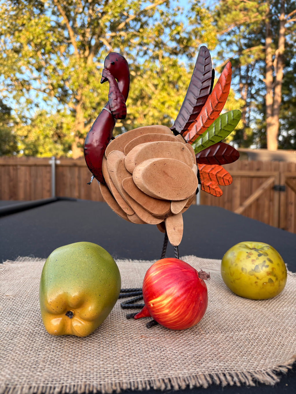 Metal and Driftwood Turkey Centerpiece