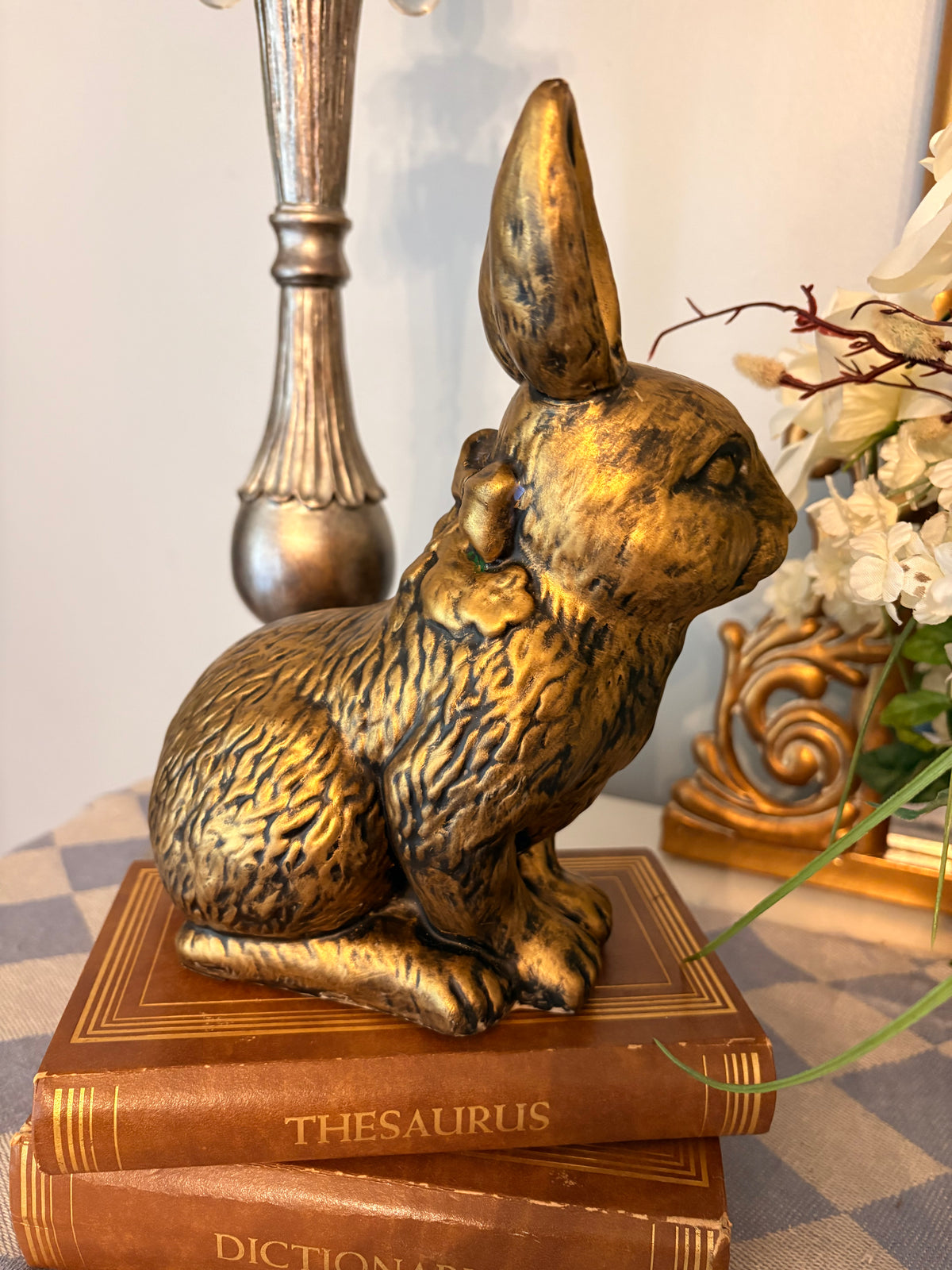 Vintage Bunny Figurine with Antique Gold Makeover
