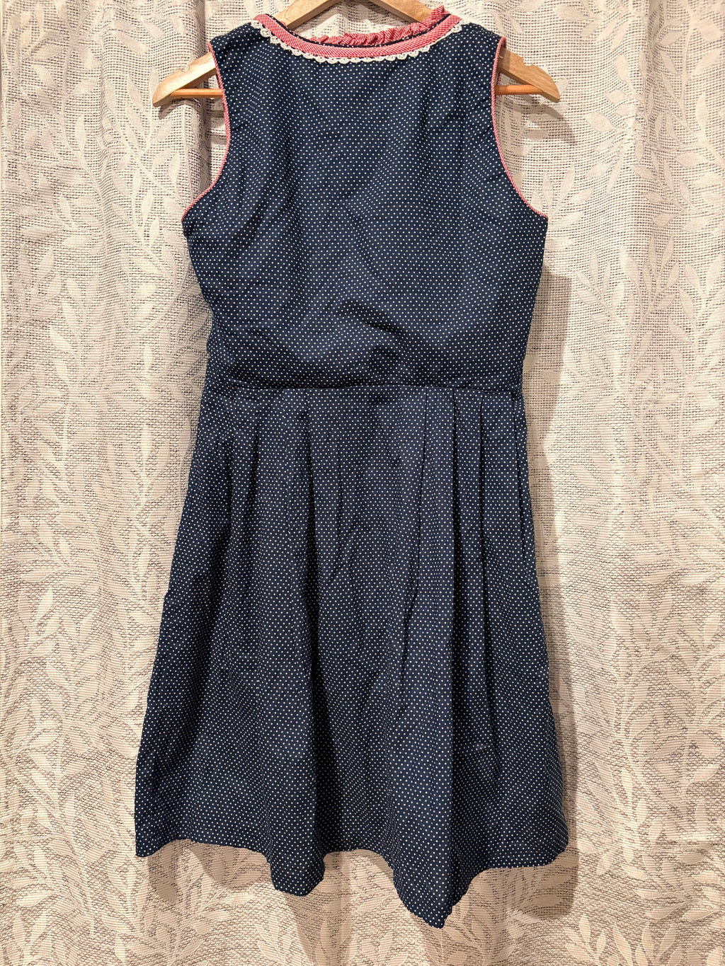 Vintage Hiziti German Dirndl Dress — Blue with White Polka Dots