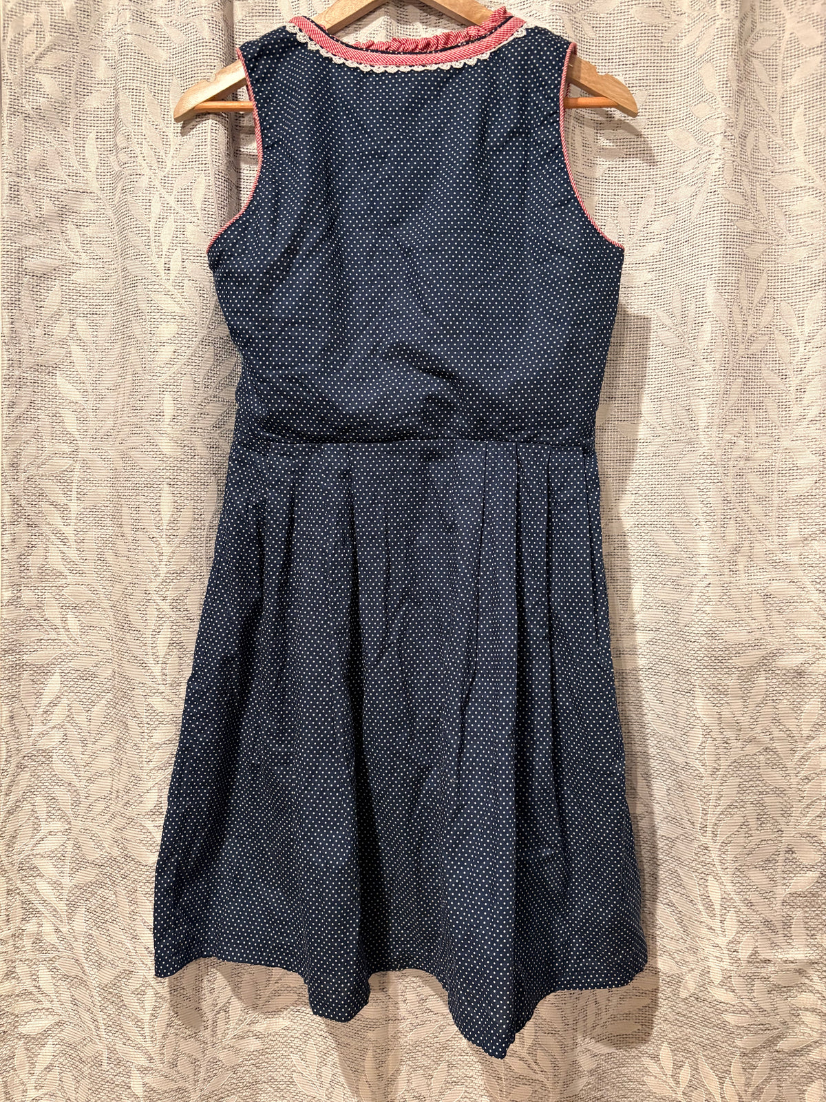 Vintage Hiziti German Dirndl Dress — Blue with White Polka Dots