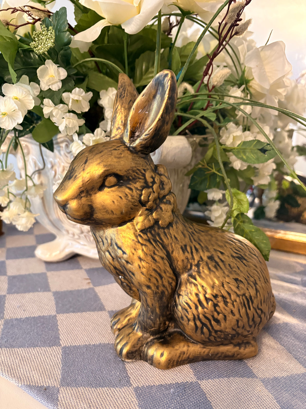 Vintage Bunny Figurine with Antique Gold Makeover