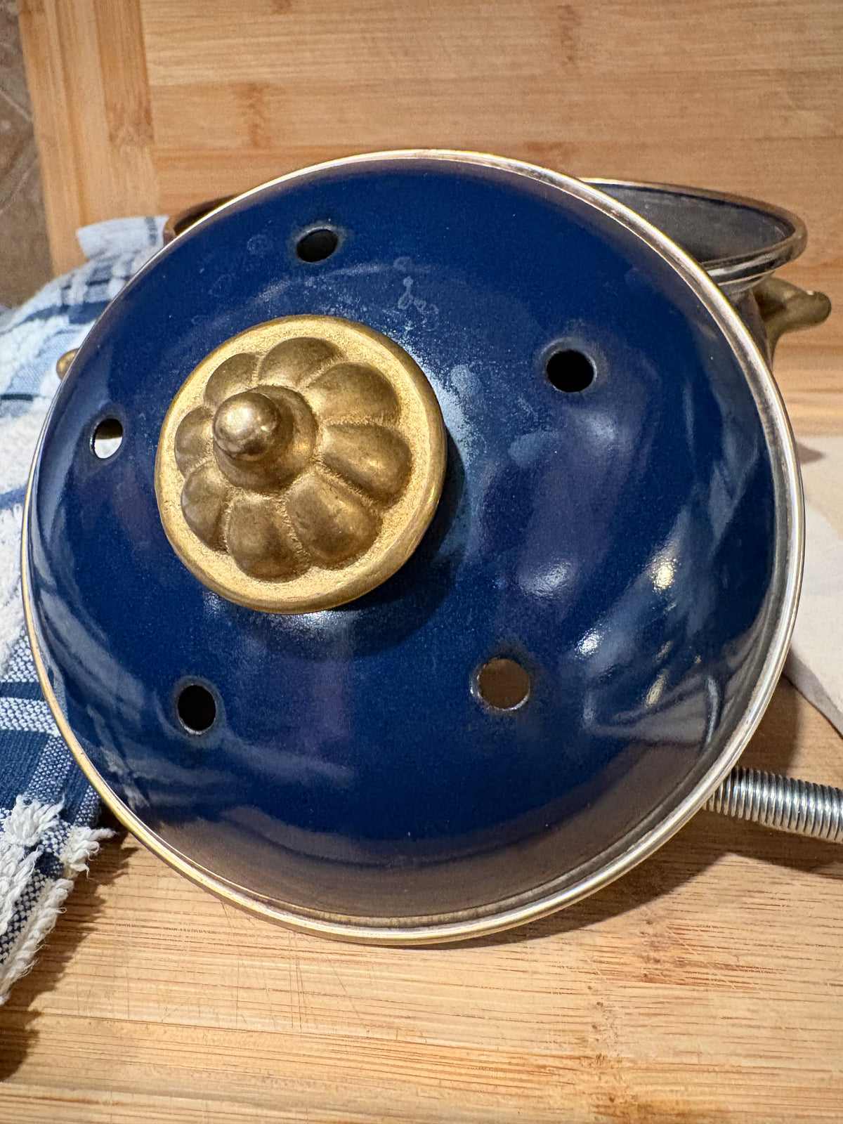 Navy Blue Vintage Enamelware Simmer Pot