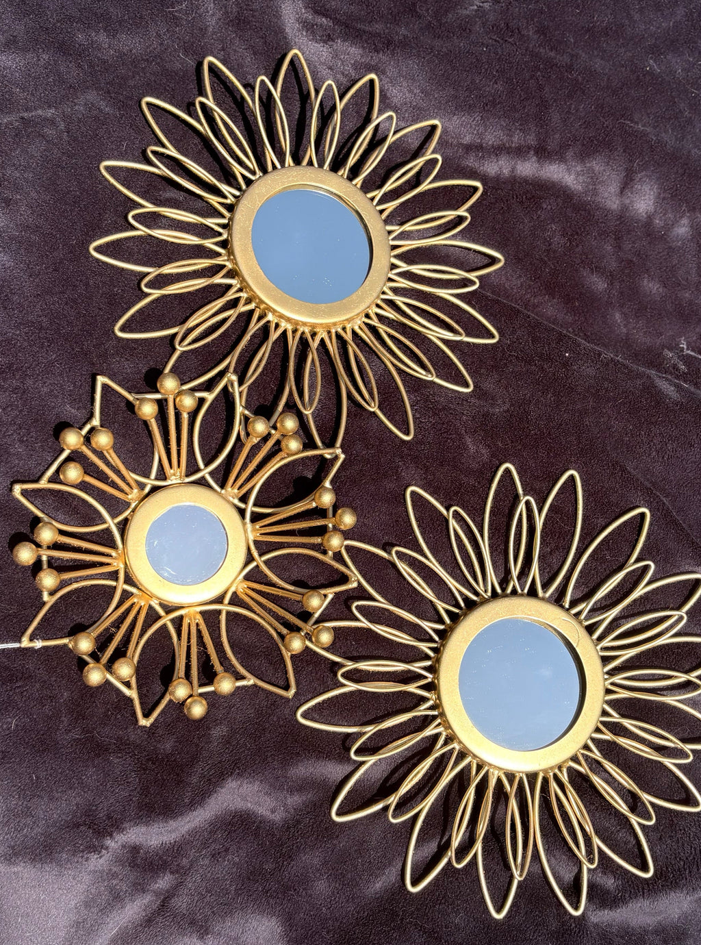 3-Piece Mirror Metal Starburst Wall Hanging