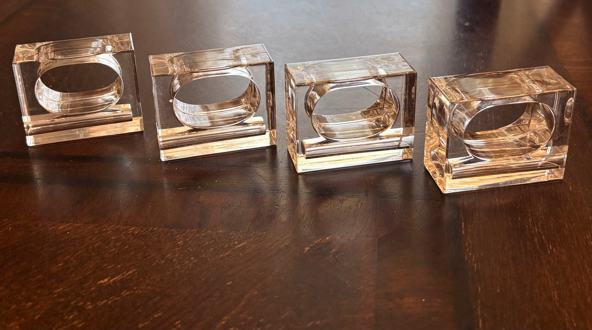 Lillian Vernon Clear Lucite Napkin Rings