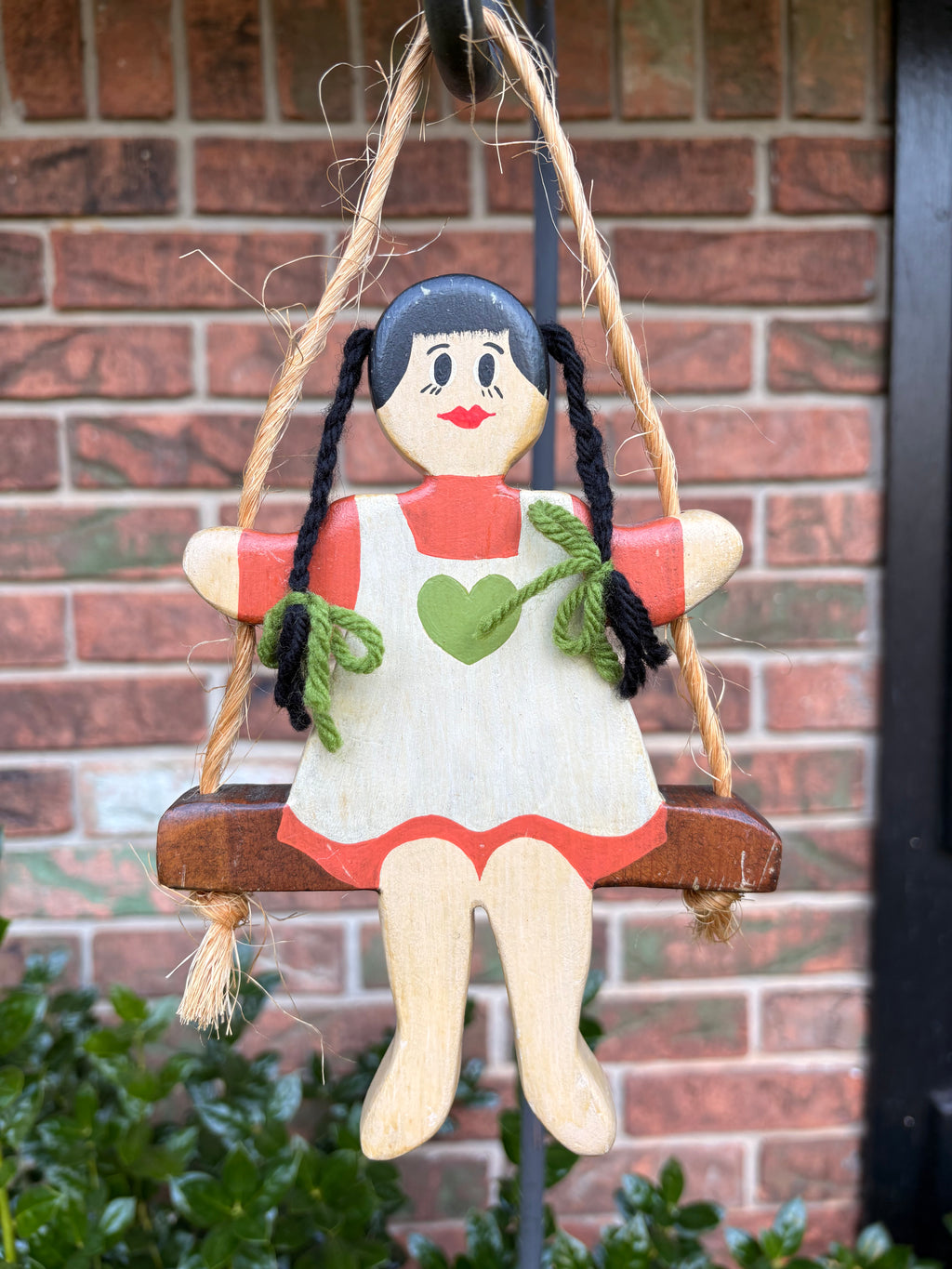 Vintage Wooden Girl on Swing