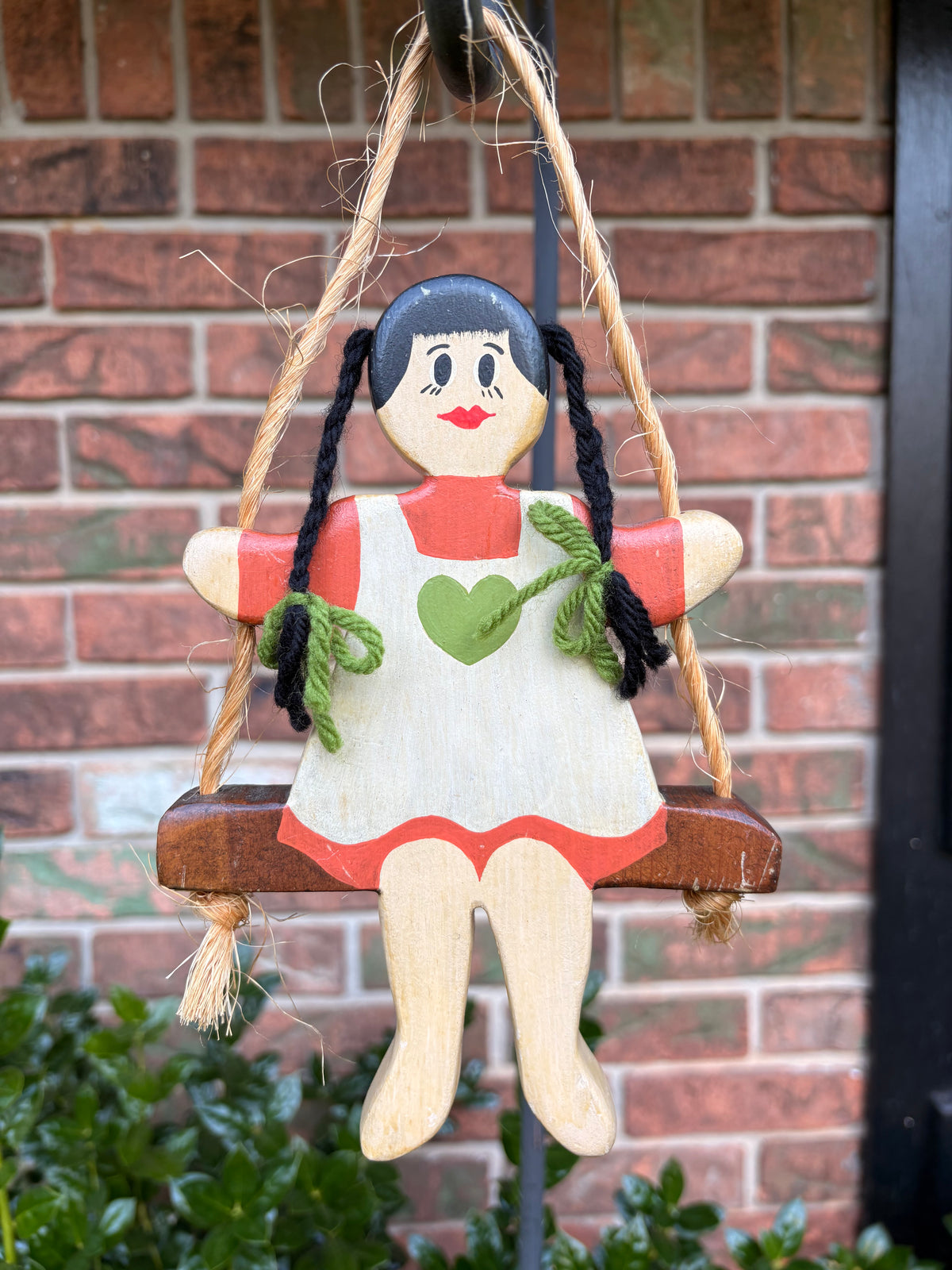 Vintage Wooden Girl on Swing