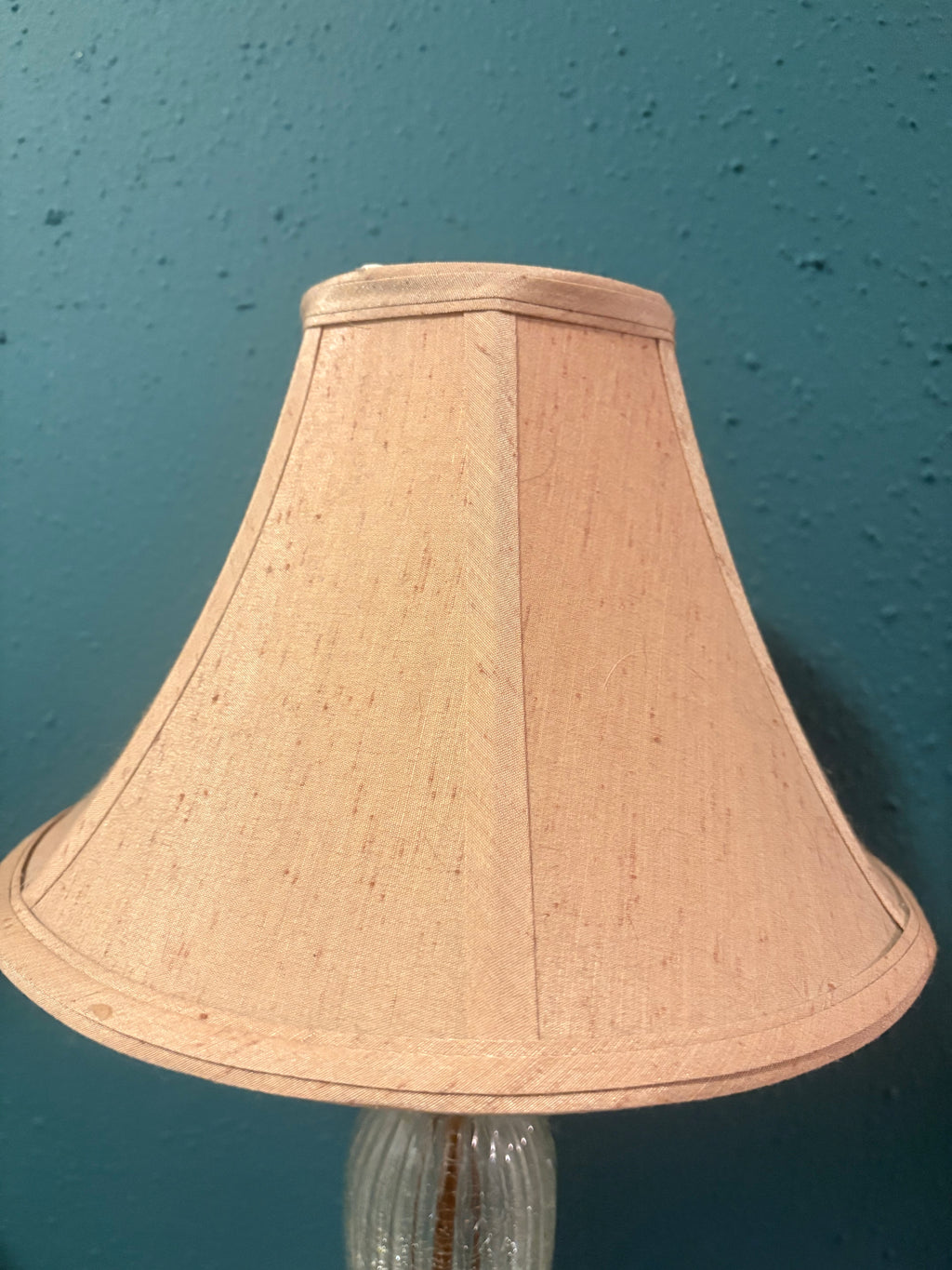 Crackled Ribbed Glass and Gold Lamp