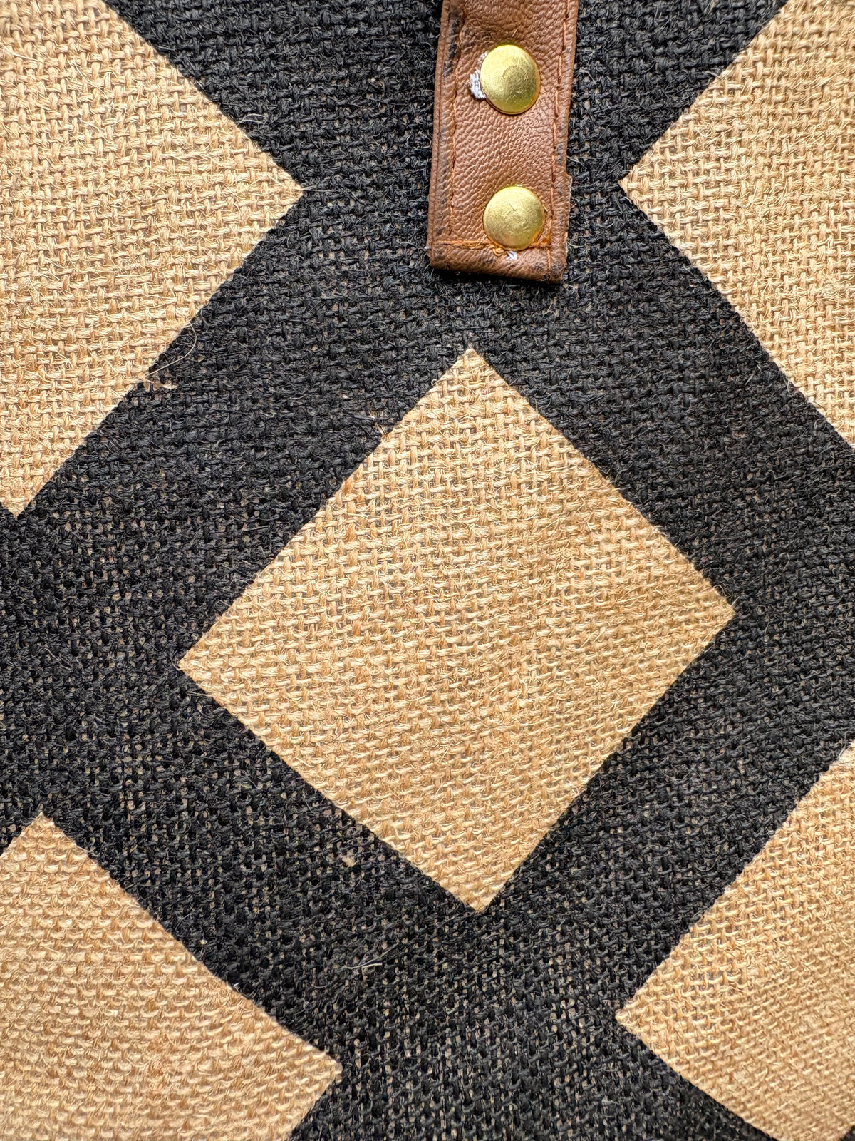 Mud Pie Jute Tote Bag with Diamond Pattern