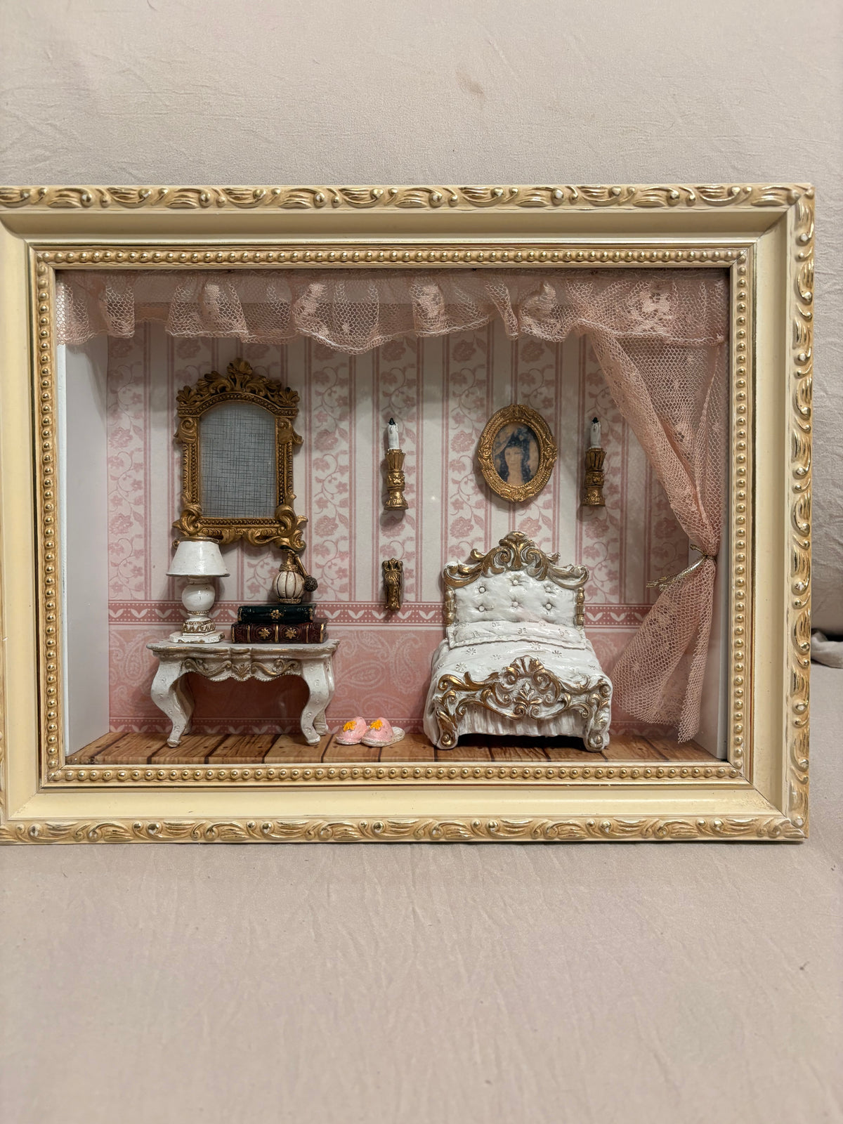 Vintage Victorian Diorama Bedroom Scene