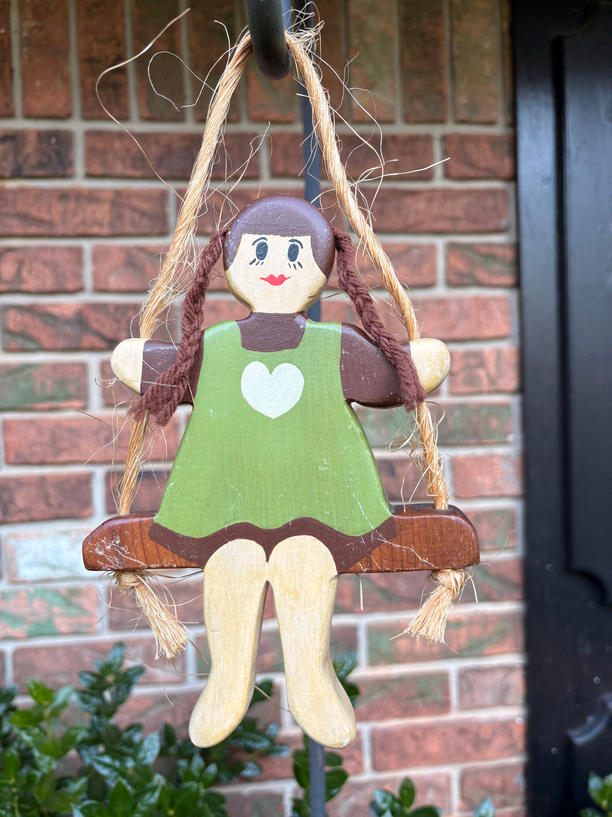 Vintage 1987 Wooden Girl on Swing