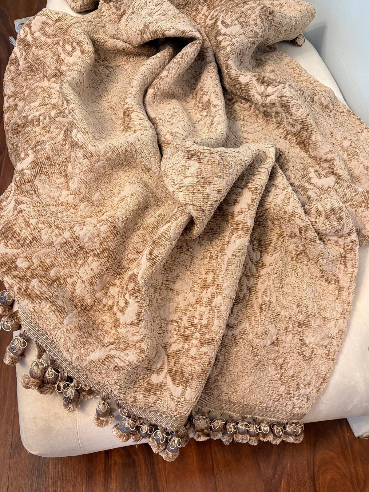 Chenille Damask Taupe Throw