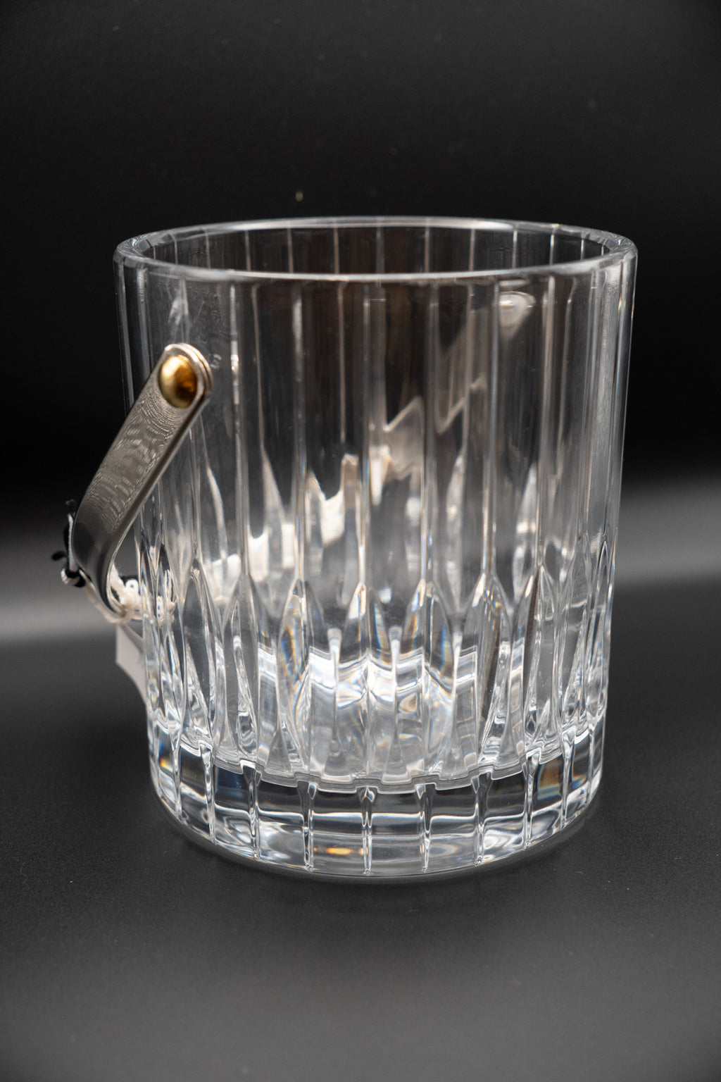 Crystal Ice Bucket with Silver Tongs