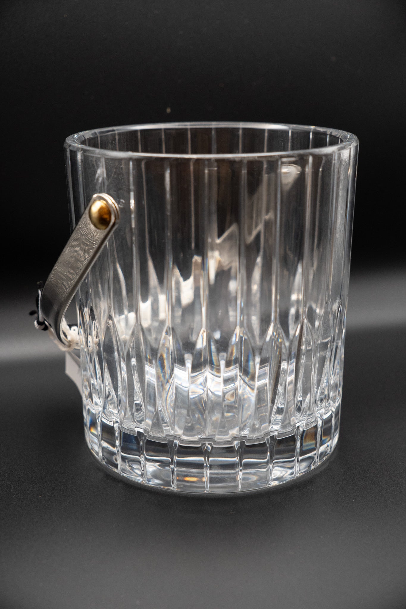 Crystal Ice Bucket with Silver Tongs