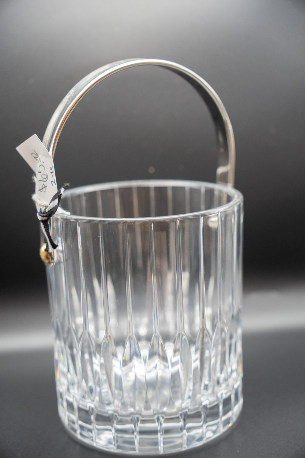Crystal Ice Bucket with Silver Tongs