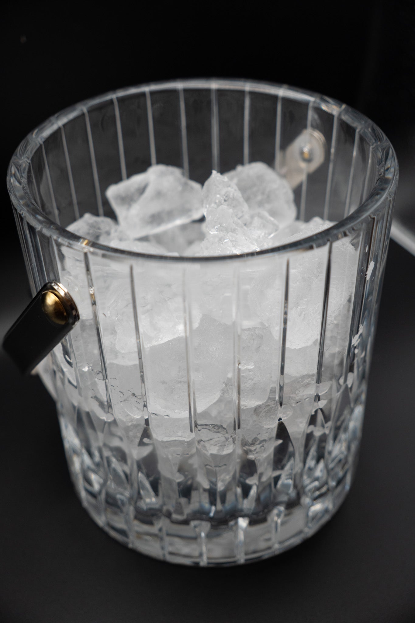 Crystal Ice Bucket with Silver Tongs