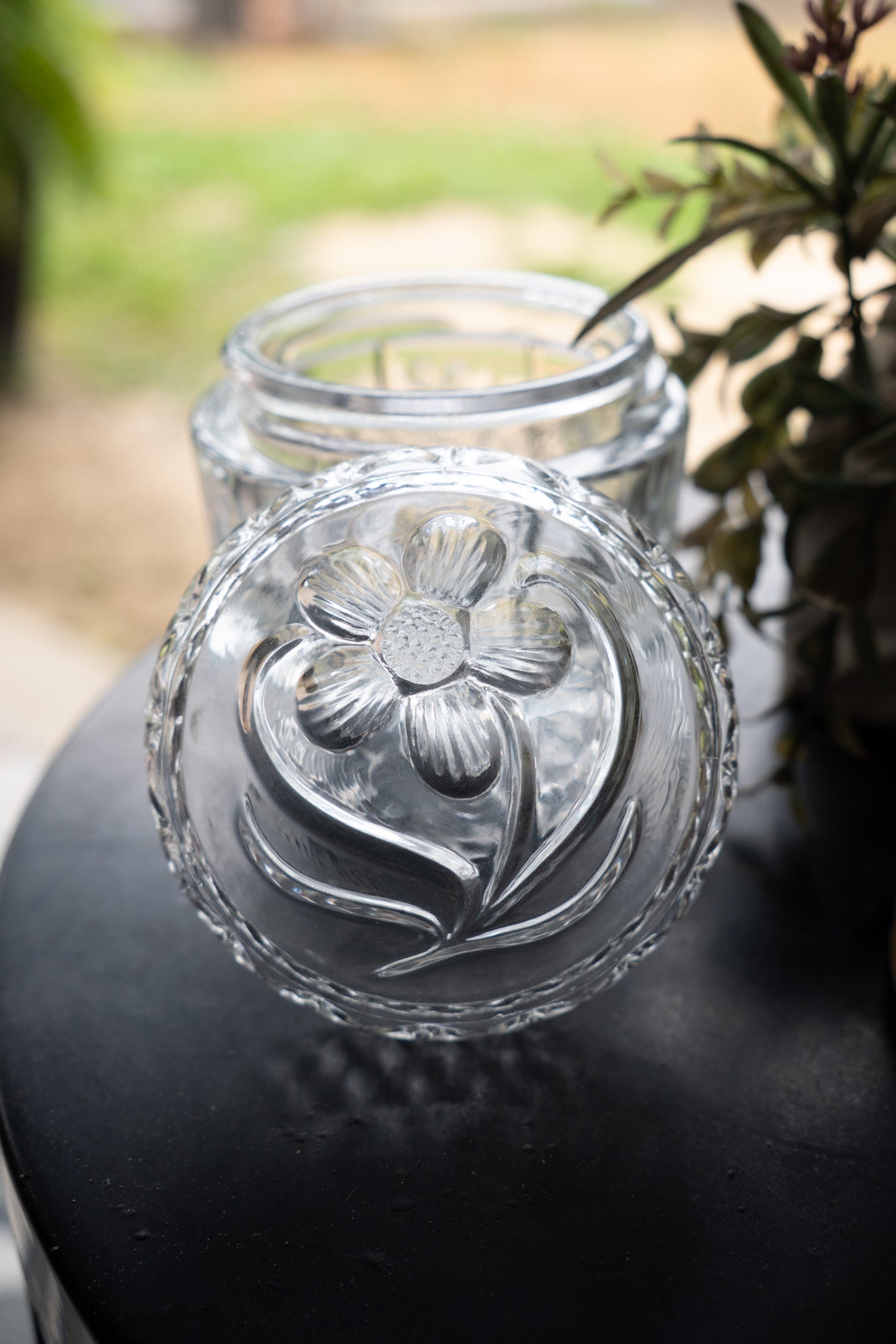 Avon Fostoria Glass Boudoir Jar