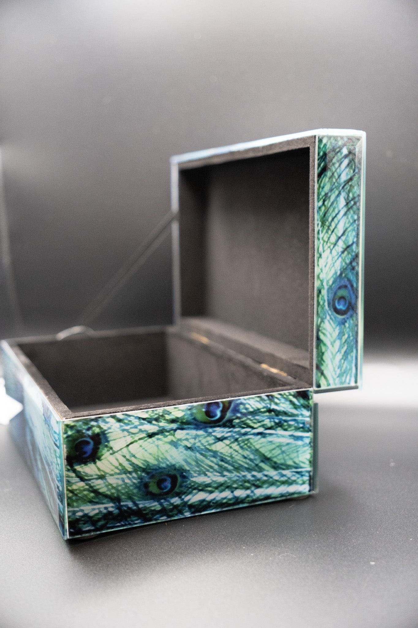 Peacock Glass Jewelry Box