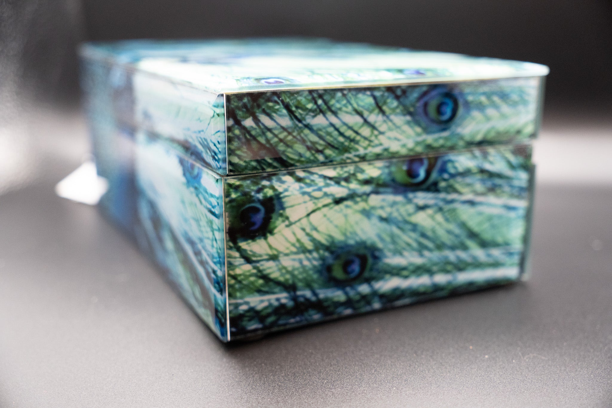 Peacock Glass Jewelry Box